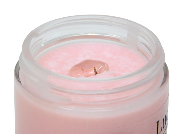 top view of clear quartz on top of body butter
