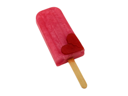 pink ice pop shaped soap with red broken heart soap on bottom right corner