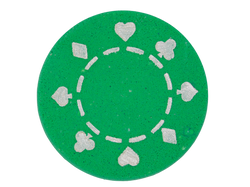 green bath bomb with poker chip design
