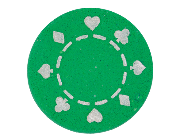 green bath bomb with poker chip design
