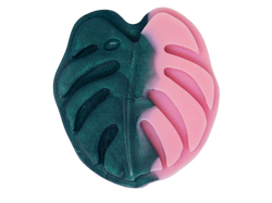 pink and green monstera leaf soap
