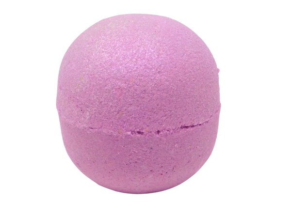 pink sphere shaped bath bomb with soft pink shimmer