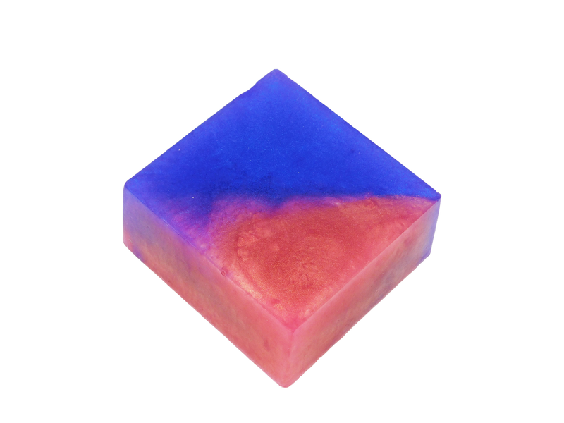 square purple and pink soap